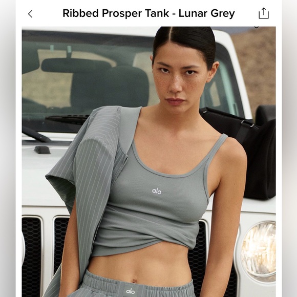 ALO Yoga Tops - ALO Yoga Women's Lunar Gray Ribbed Tank Top